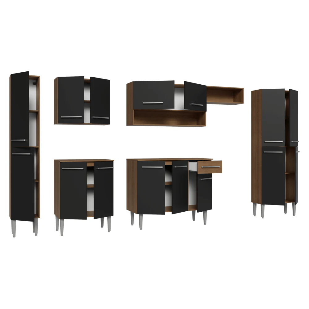 Armário de Cozinha Completa 325cm Rustic/Preto Emilly Madesa 07 - Image 8