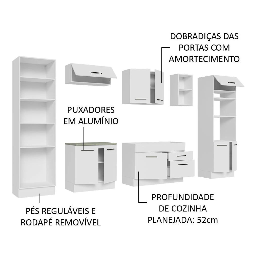 Armário de Cozinha Completa 330cm Branco Agata Madesa 02 - Image 4