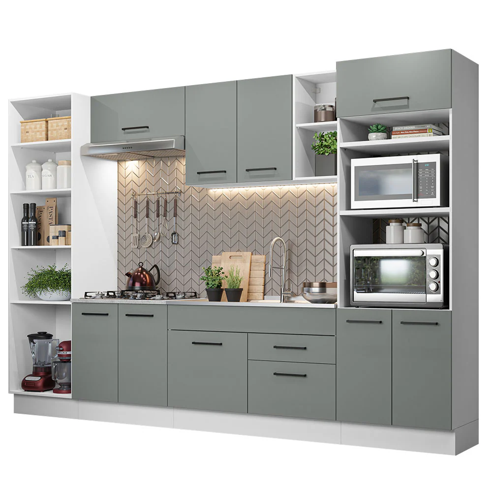 Armário de Cozinha Completa 330cm Branco/Cinza Agata Madesa 02 - Image 2