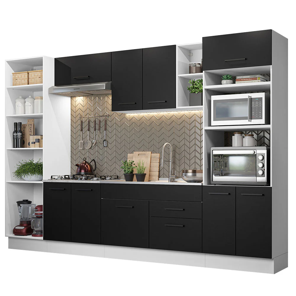 Armário de Cozinha Completa 330cm Branco/Preto Agata Madesa 02 - Image 2
