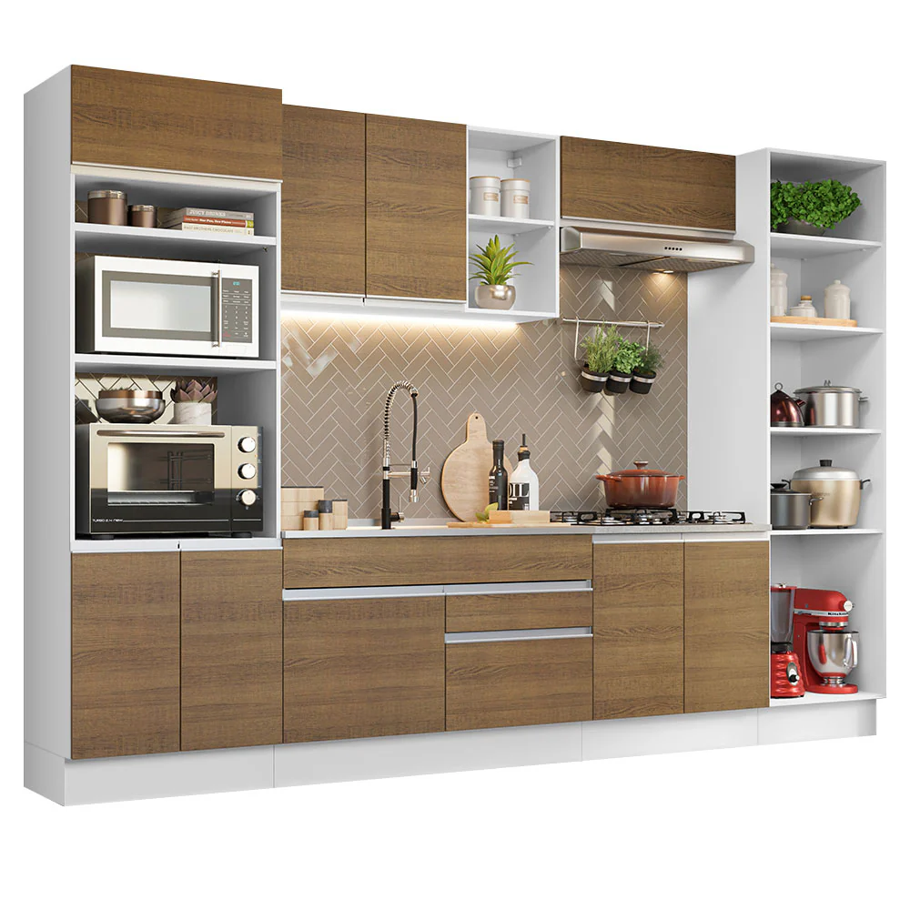 Armário de Cozinha Completa 330cm Branco/Rustic Glamy Madesa 03 - Image 2