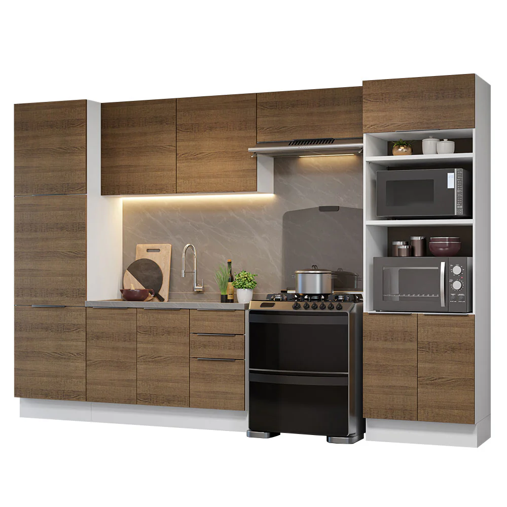 Armário de Cozinha Completa 330cm Branco/Rustic Stella Madesa 02 - Image 2