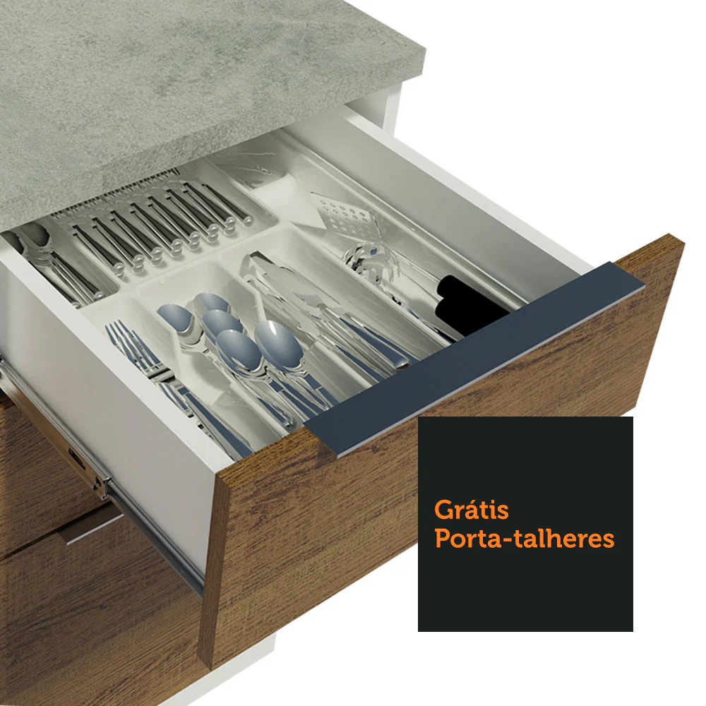 Armário de Cozinha Completa 330cm Branco/Rustic Stella Madesa 02 - Image 8