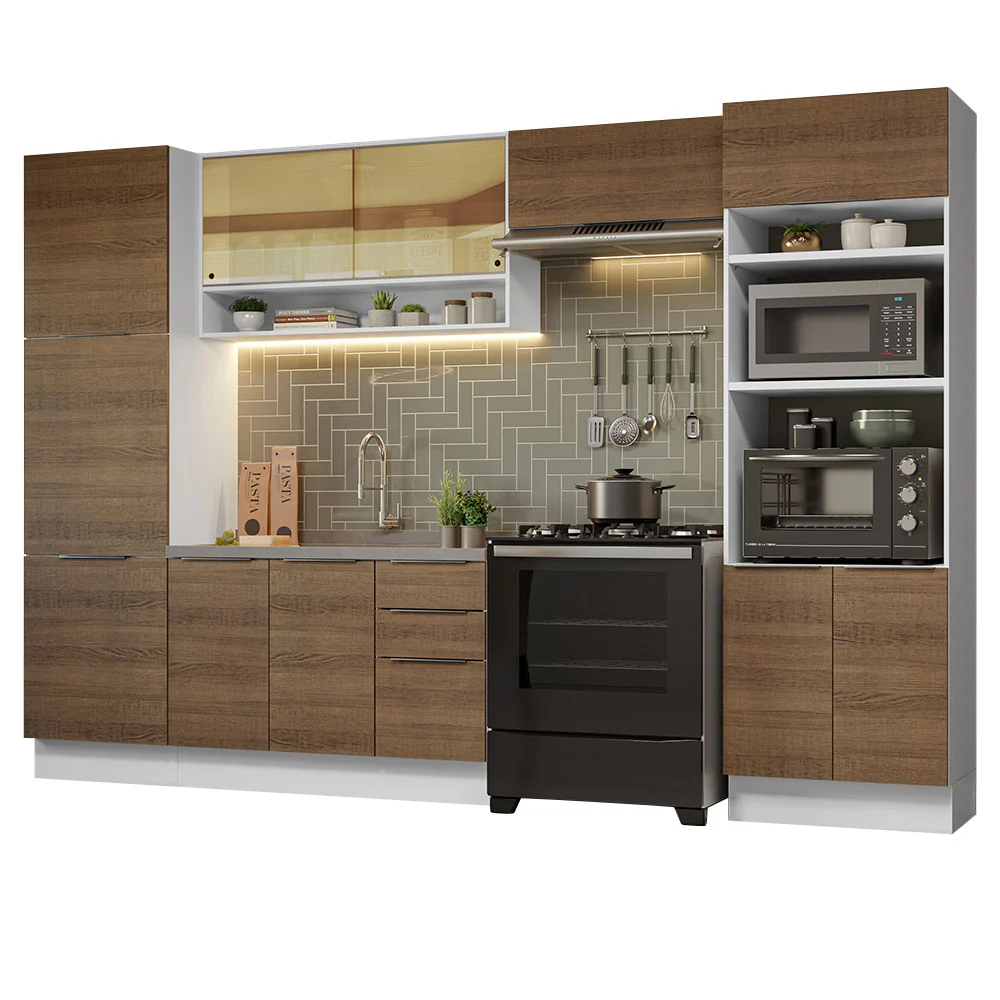 Armário de Cozinha Completa 330cm Branco/Rustic Stella Madesa 03 - Image 2