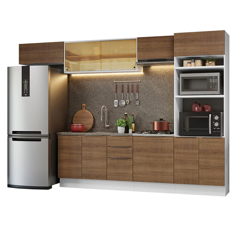 Armário de Cozinha Completa 330cm Branco/Rustic Stella Madesa 04 - Image 2