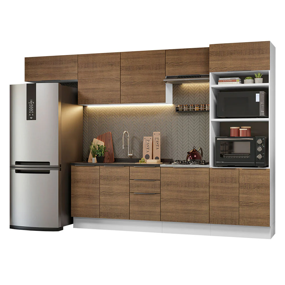 Armário de Cozinha Completa 330cm Branco/Rustic Stella Madesa 05 - Image 2