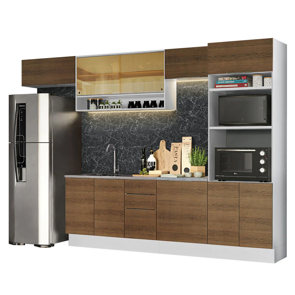 Armário de Cozinha Completa 330cm Branco/Rustic Stella Madesa 06 - Image 2