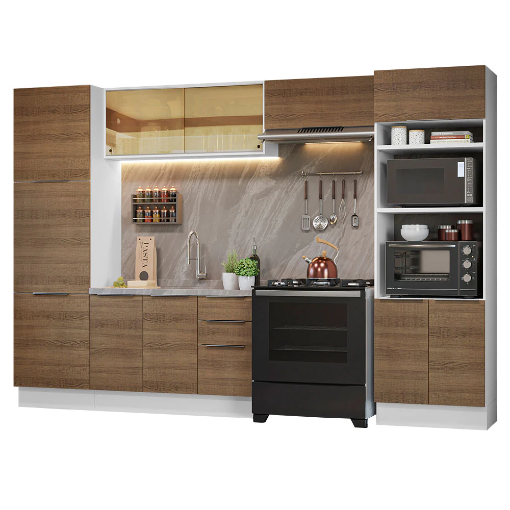 Armário de Cozinha Completa 330cm Branco/Rustic Stella Madesa 07 - Image 2