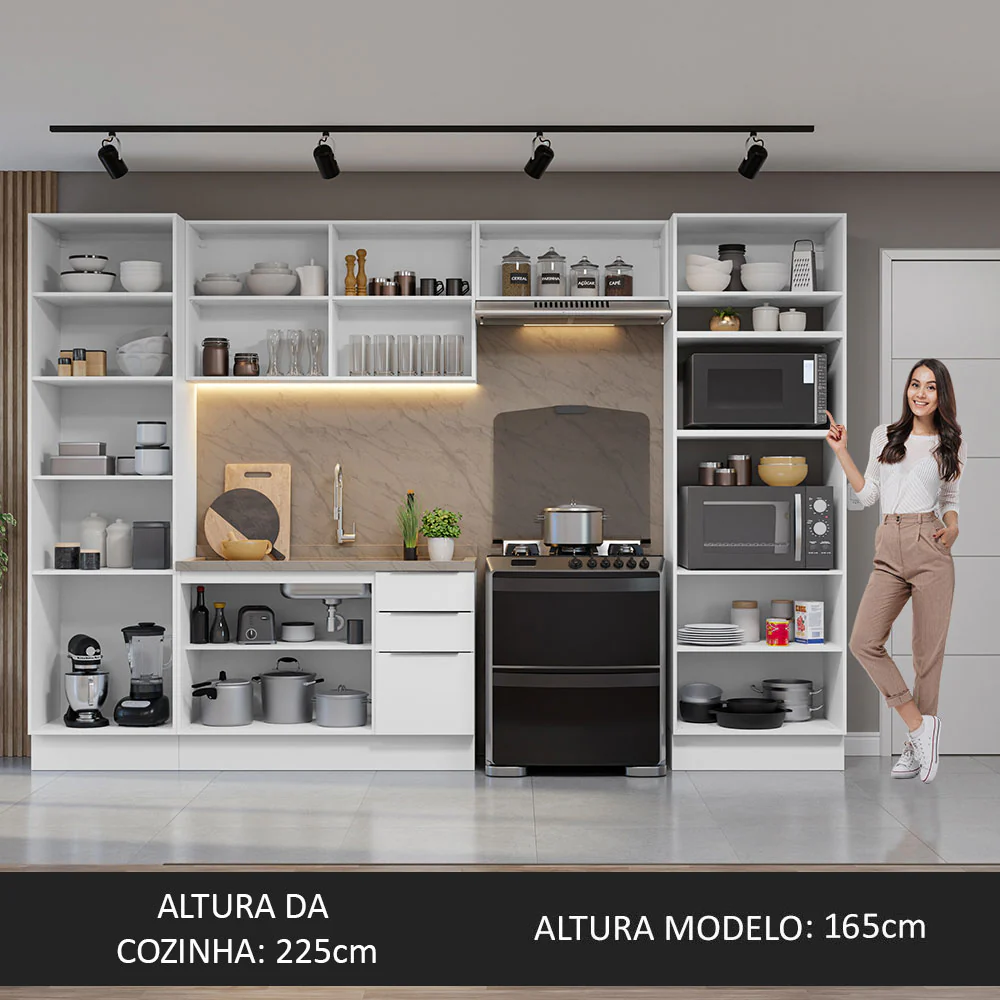 Armário de Cozinha Completa 330cm Branco Stella Madesa 02 - Image 5