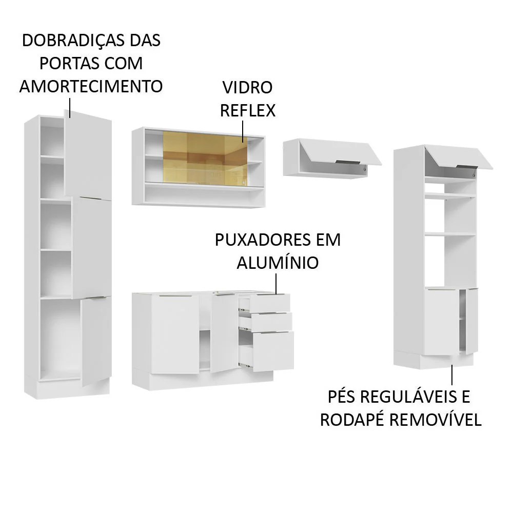 Armário de Cozinha Completa 330cm Branco Stella Madesa 03 - Image 4