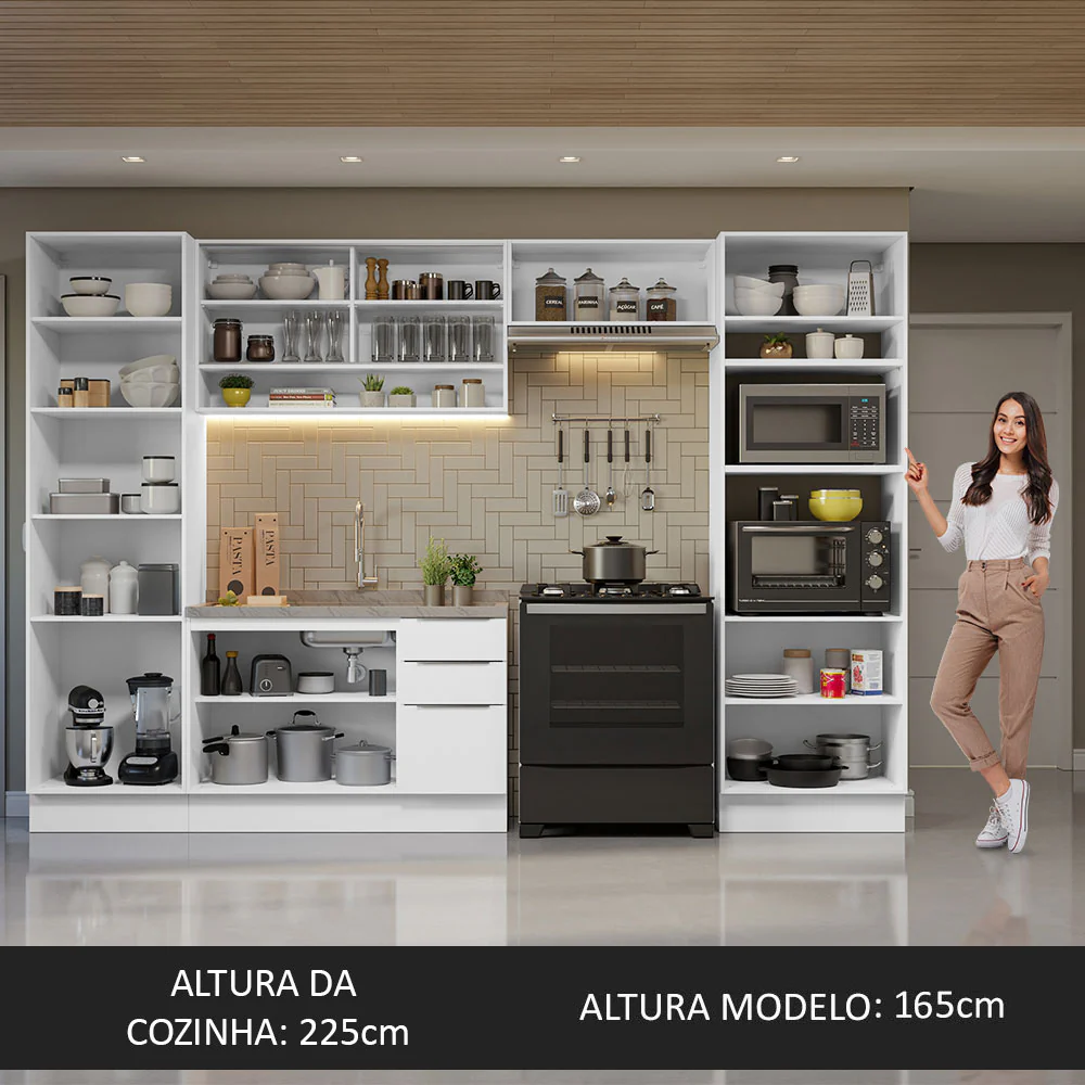 Armário de Cozinha Completa 330cm Branco Stella Madesa 03 - Image 5