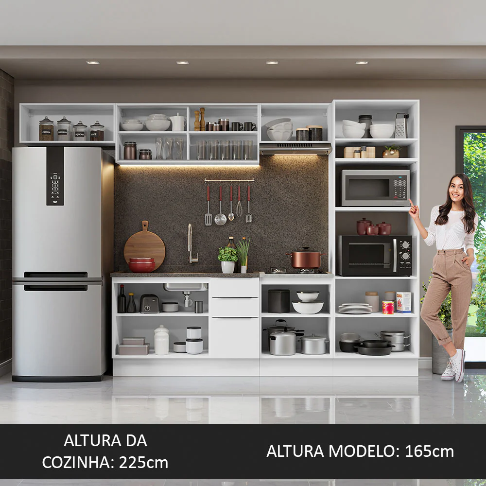 Armário de Cozinha Completa 330cm Branco Stella Madesa 04 - Image 5