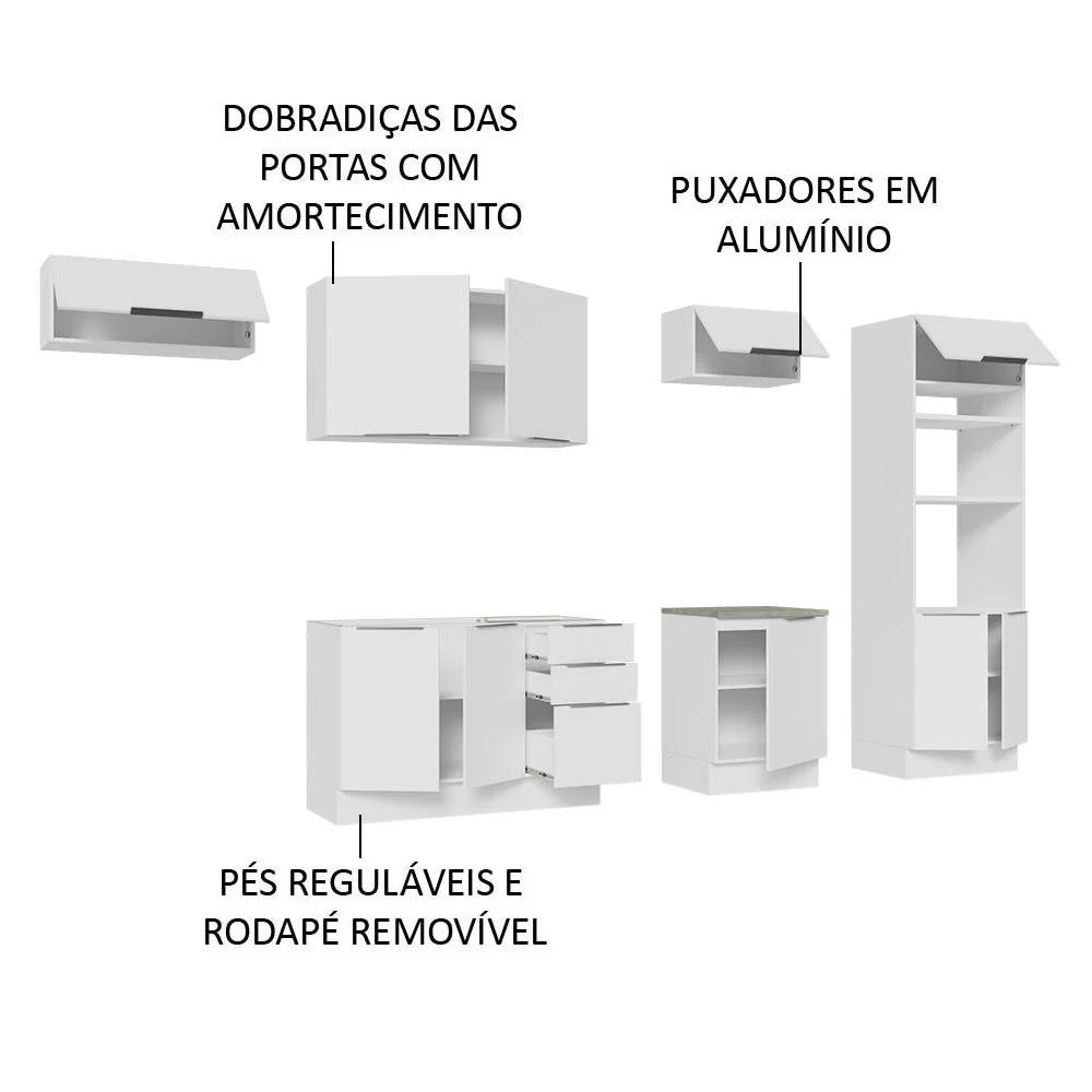 Armário de Cozinha Completa 330cm Branco Stella Madesa 05 - Image 4