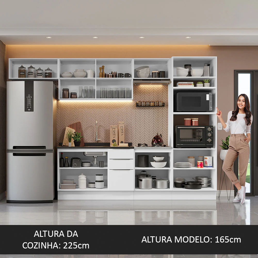 Armário de Cozinha Completa 330cm Branco Stella Madesa 05 - Image 5