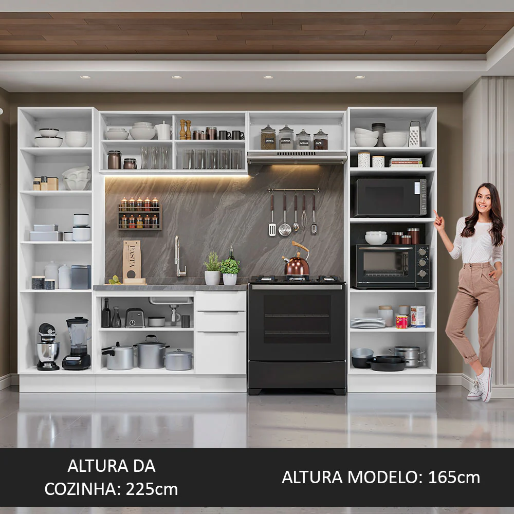 Armário de Cozinha Completa 330cm Branco Stella Madesa 07 - Image 5