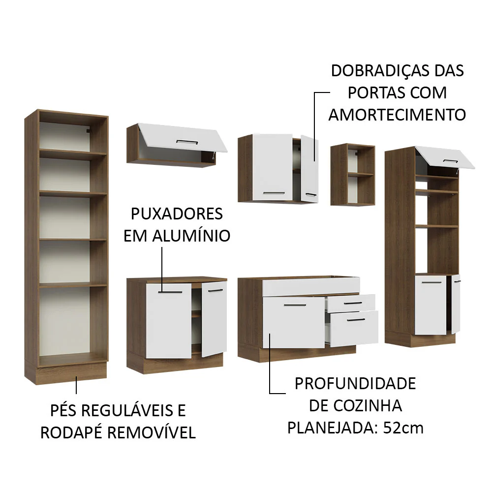 Armário de Cozinha Completa 330cm Rustic/Branco Agata Madesa 02 - Image 4