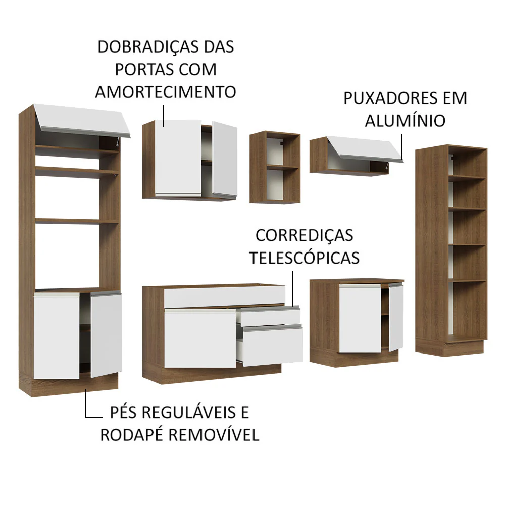 Armário de Cozinha Completa 330cm Rustic/Branco Glamy Madesa 03 - Image 4