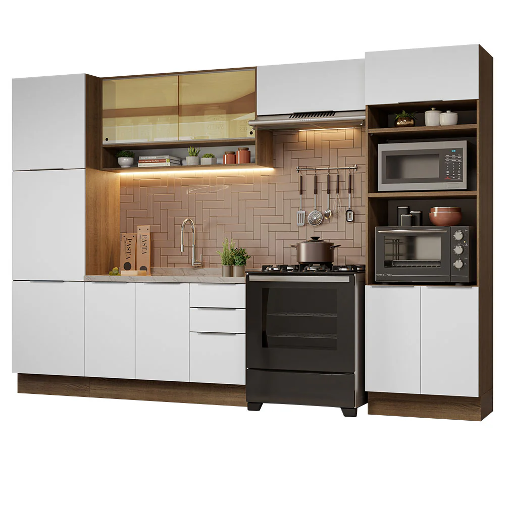 Armário de Cozinha Completa 330cm Rustic/Branco Stella Madesa 03 - Image 2
