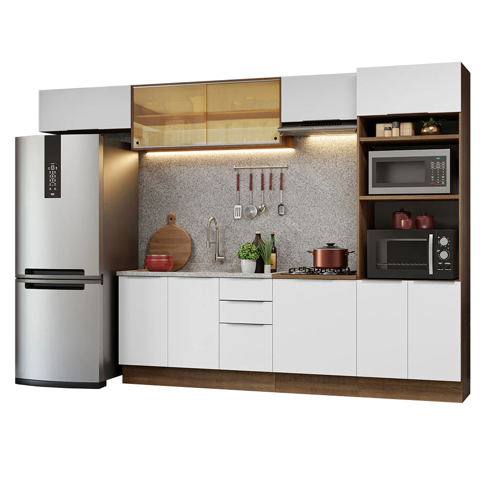Armário de Cozinha Completa 330cm Rustic/Branco Stella Madesa 04 - Image 2