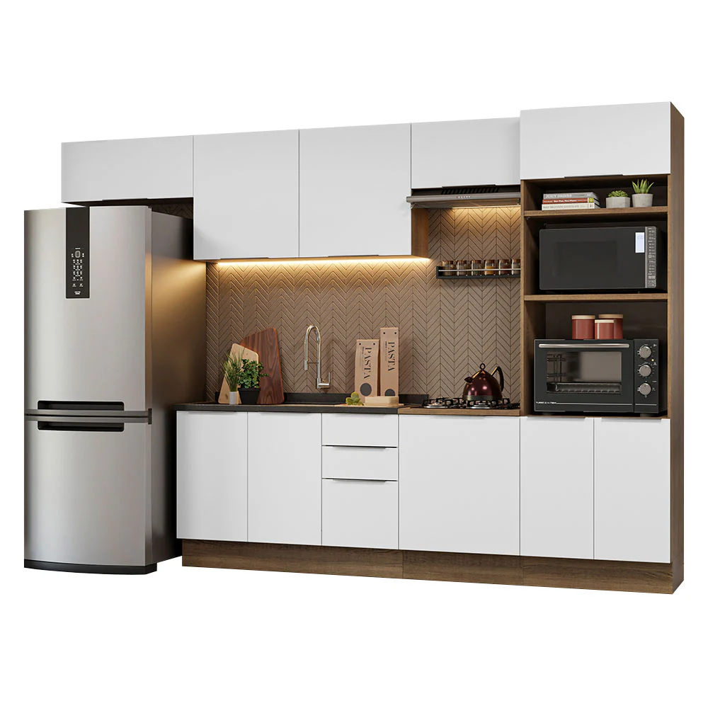 Armário de Cozinha Completa 330cm Rustic/Branco Stella Madesa 05 - Image 2