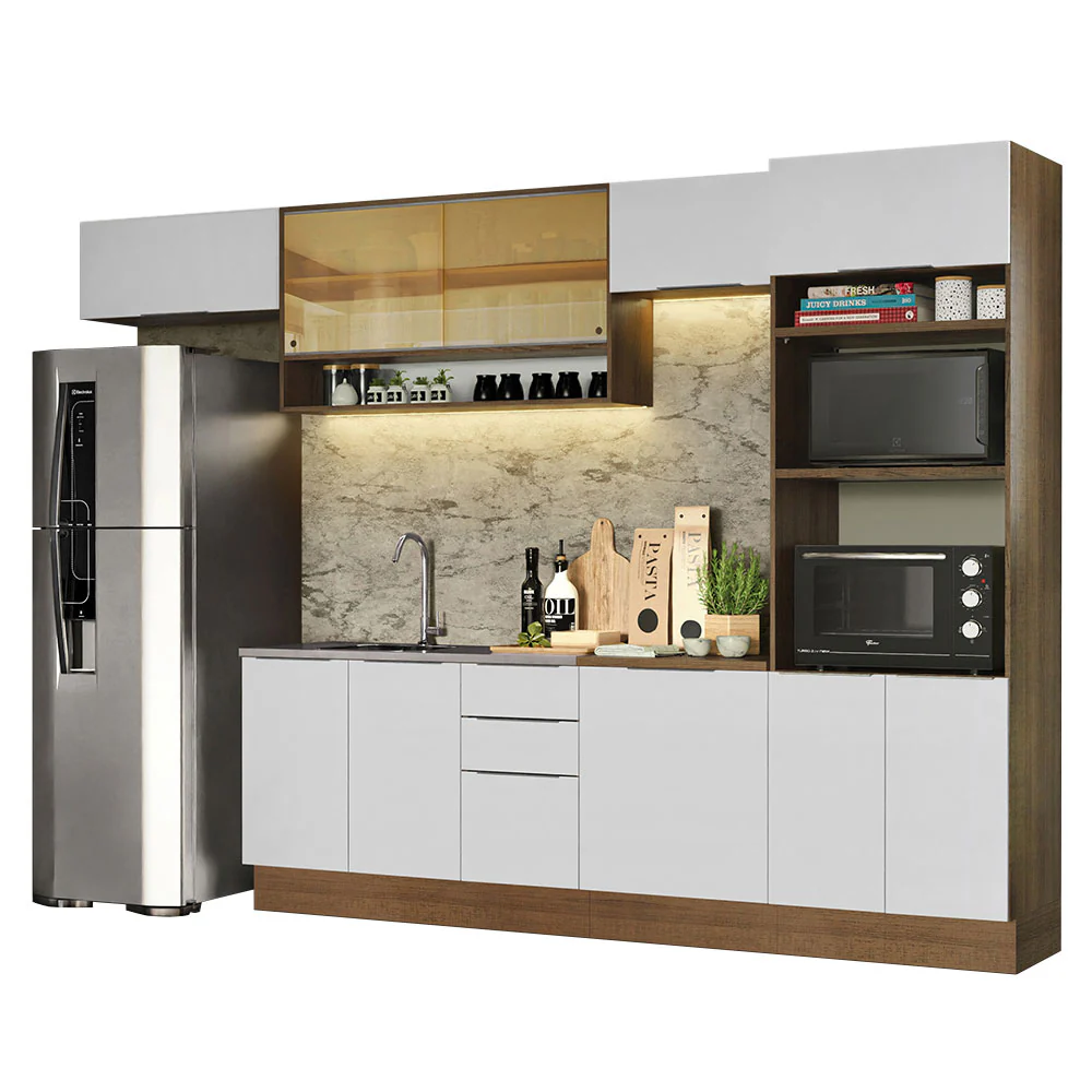 Armário de Cozinha Completa 330cm Rustic/Branco Stella Madesa 06 - Image 2
