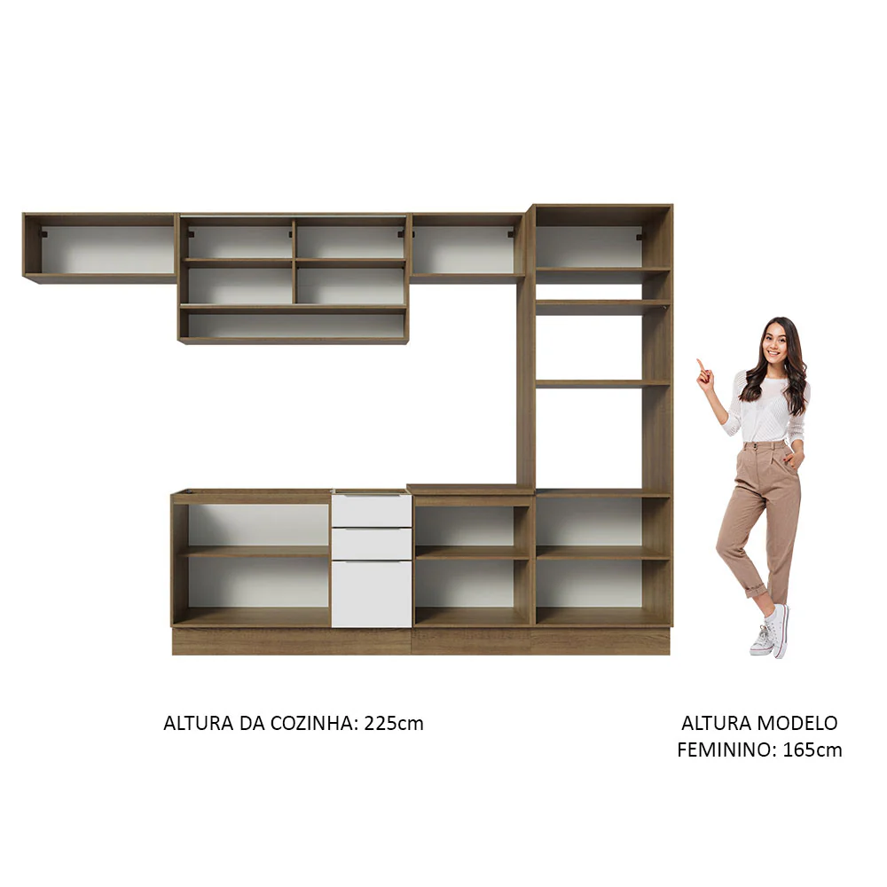 Armário de Cozinha Completa 330cm Rustic/Branco Stella Madesa 06 - Image 5