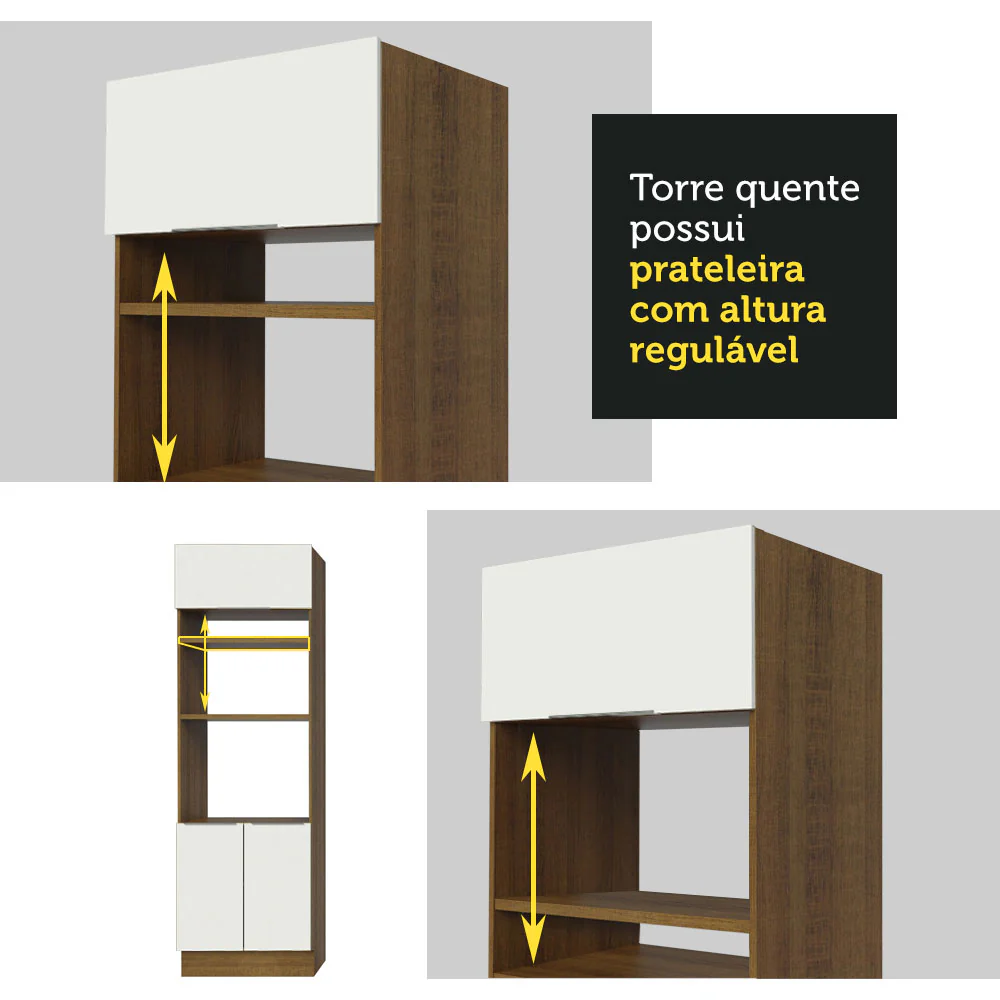 Armário de Cozinha Completa 330cm Rustic/Branco Stella Madesa 06 - Image 9