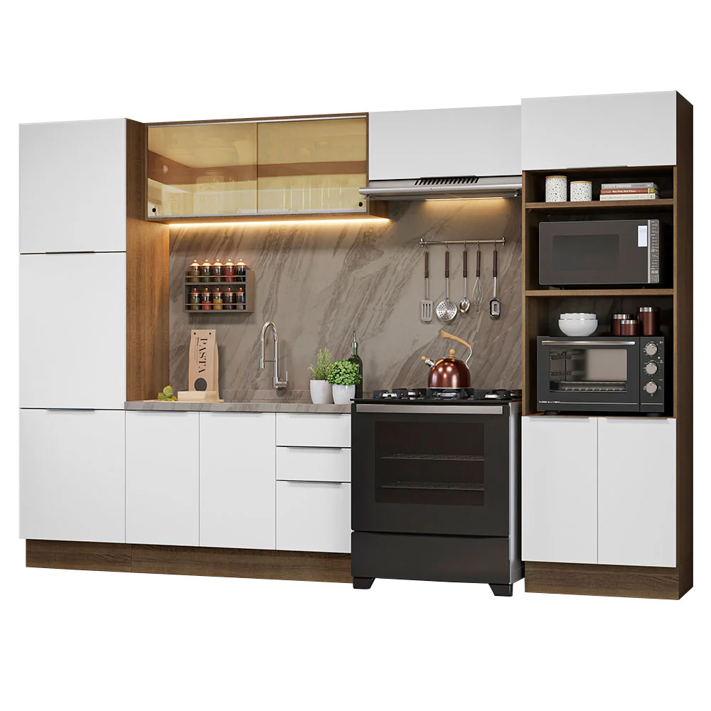 Armário de Cozinha Completa 330cm Rustic/Branco Stella Madesa 07 - Image 2