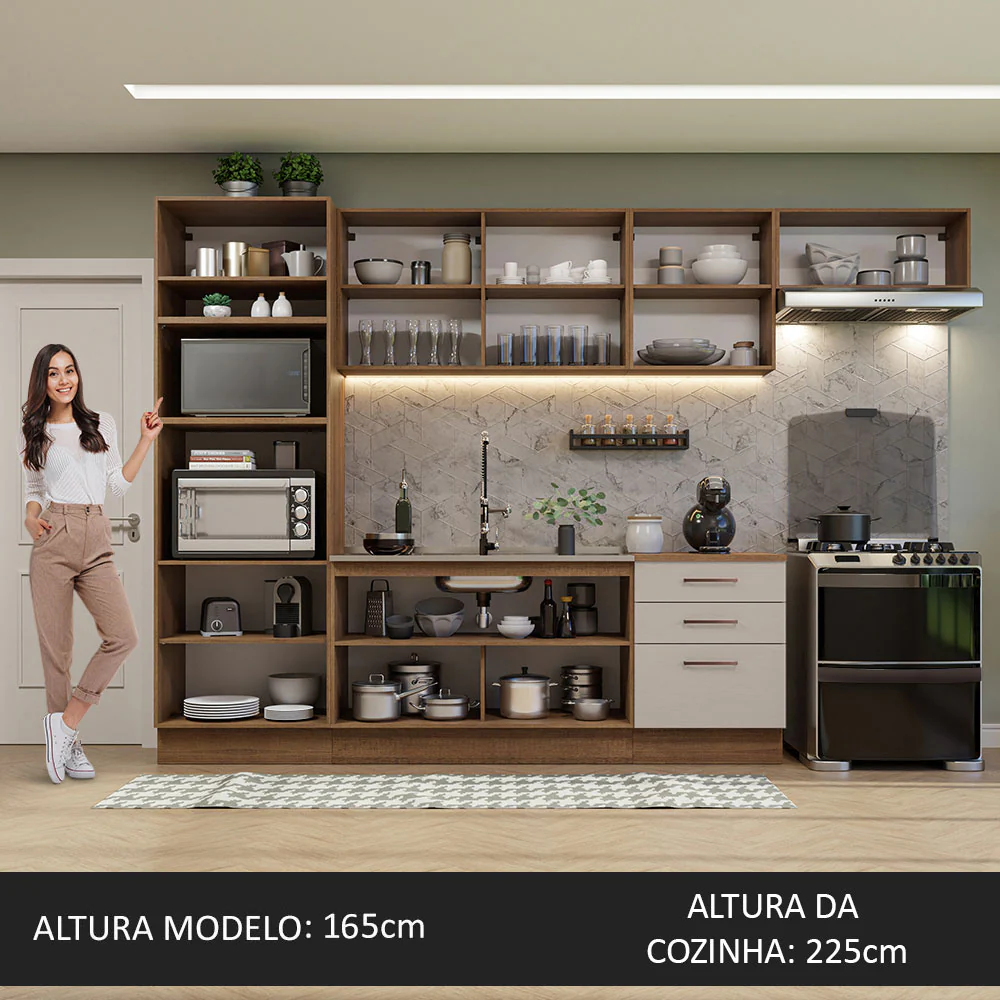 Armário de Cozinha Completa 330cm Rustic/Crema Agata Madesa 01 - Image 5