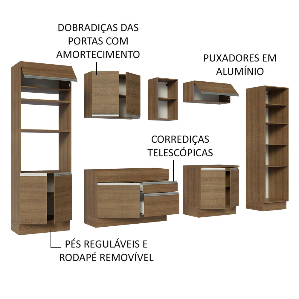 Armário de Cozinha Completa 330cm Rustic Glamy Madesa 03 - Image 4