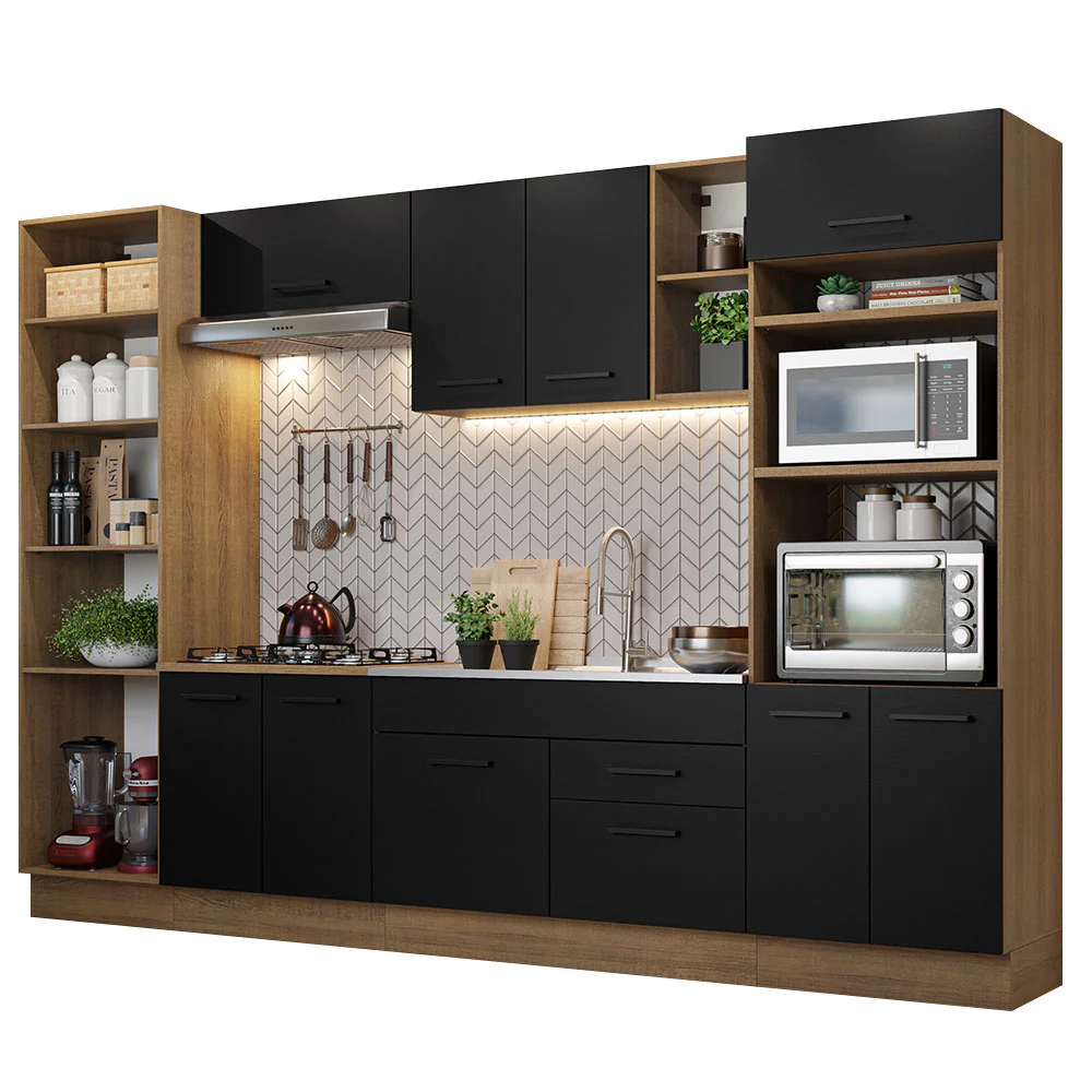 Armário de Cozinha Completa 330cm Rustic/Preto Agata Madesa 02 - Image 2