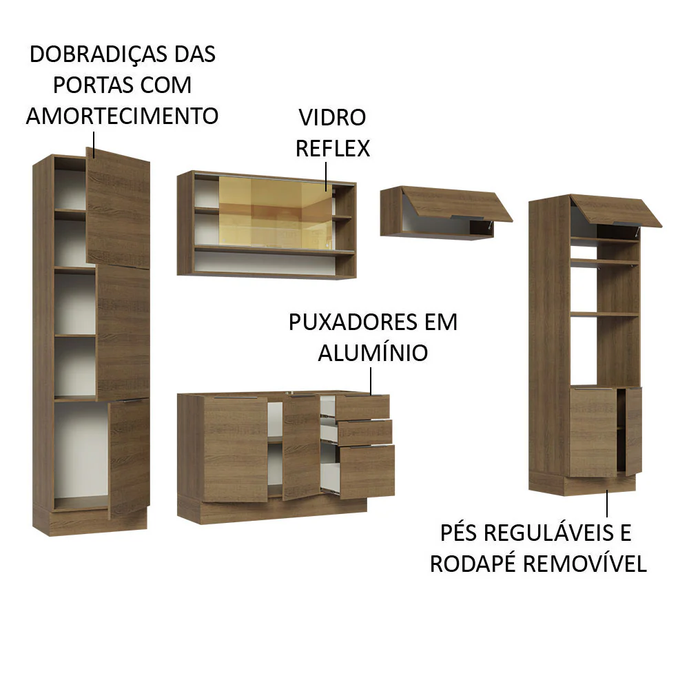 Armário de Cozinha Completa 330cm Rustic Stella Madesa 03 - Image 4