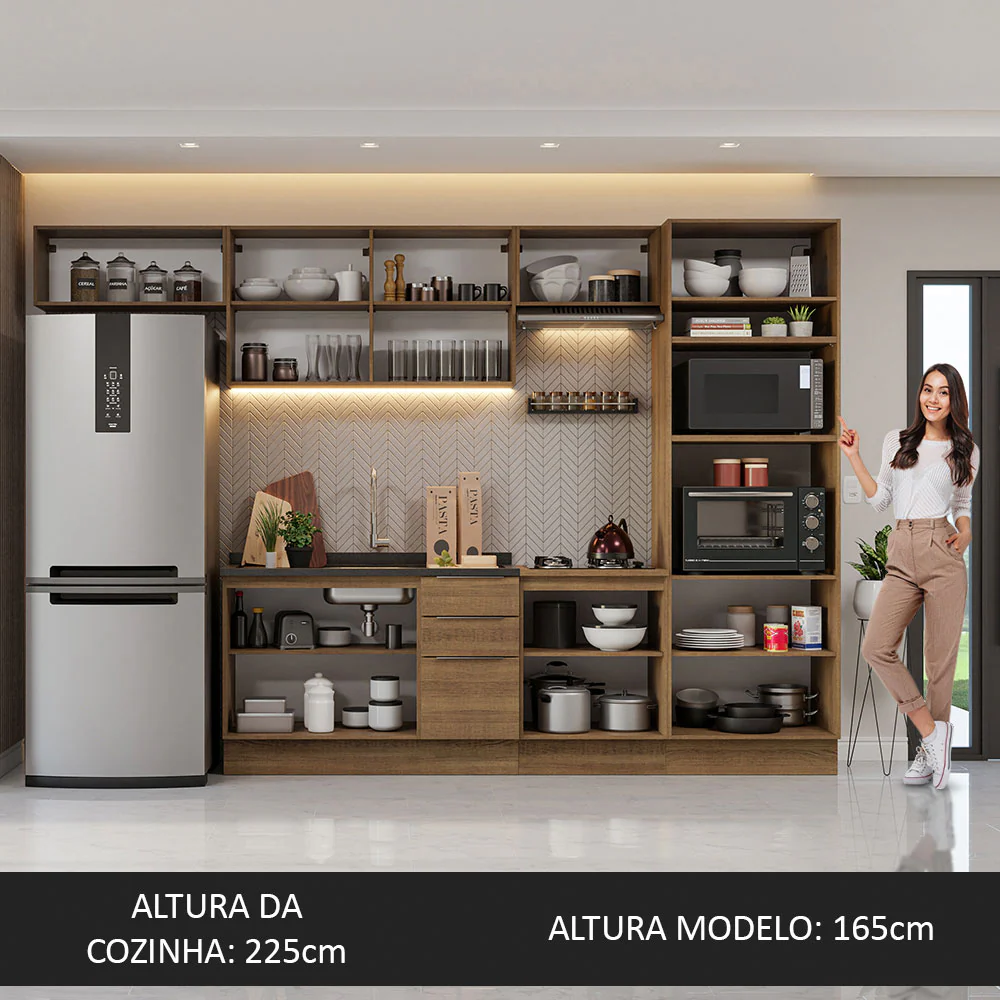 Armário de Cozinha Completa 330cm Rustic Stella Madesa 05 - Image 5