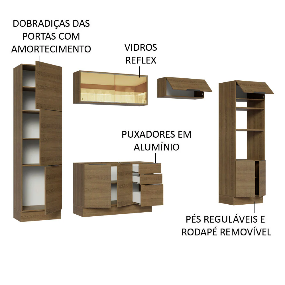 Armário de Cozinha Completa 330cm Rustic Stella Madesa 07 - Image 4
