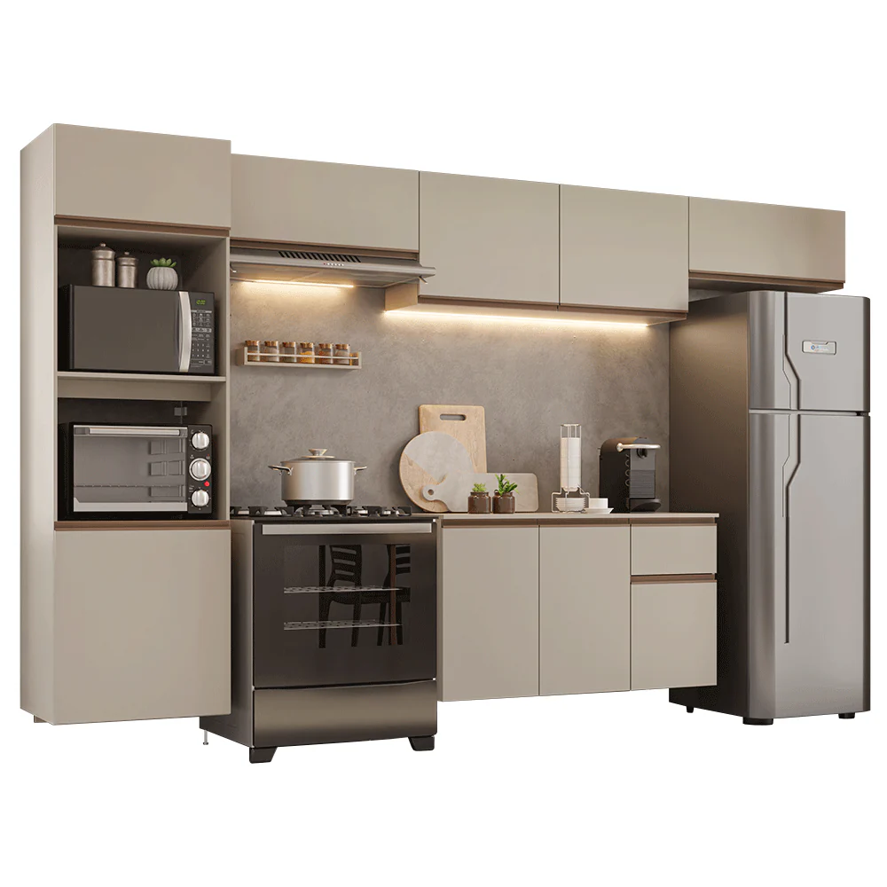 Armário de Cozinha Completa 340 cm Suspenso Crema Nice Madesa 02 - Image 2