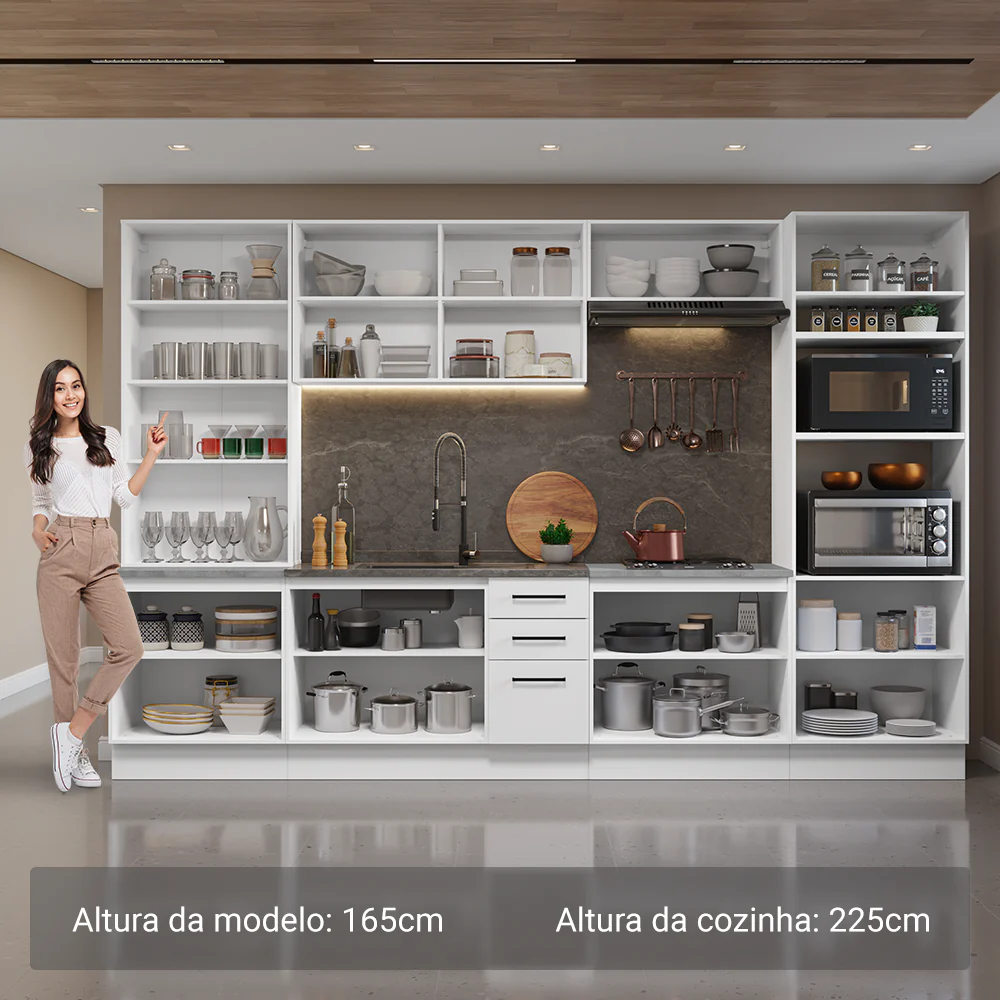 Armário de Cozinha Completa 340cm Branco Agata Madesa 01 - Image 4
