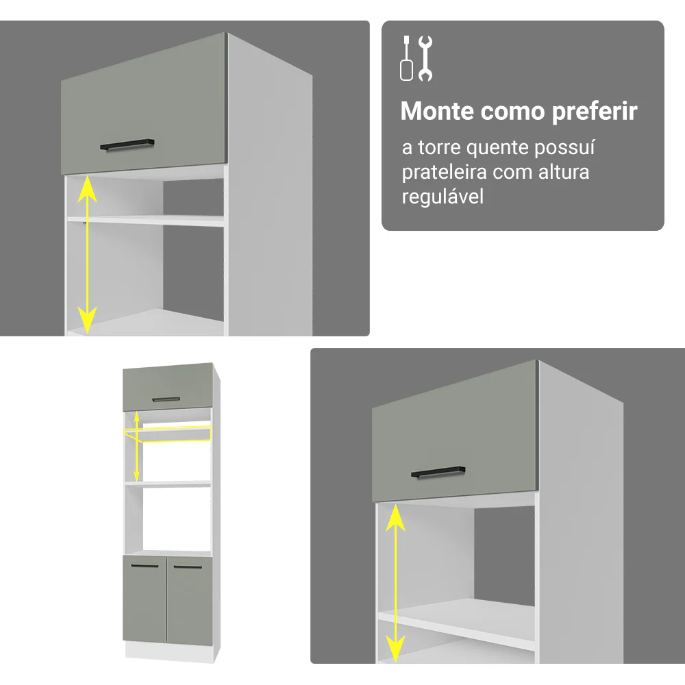 Armário de Cozinha Completa 340cm Branco/Cinza Agata Madesa 01 - Image 10