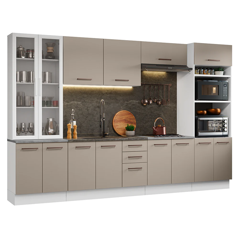 Armário de Cozinha Completa 340cm Branco/Crema Agata Madesa 01 - Image 2