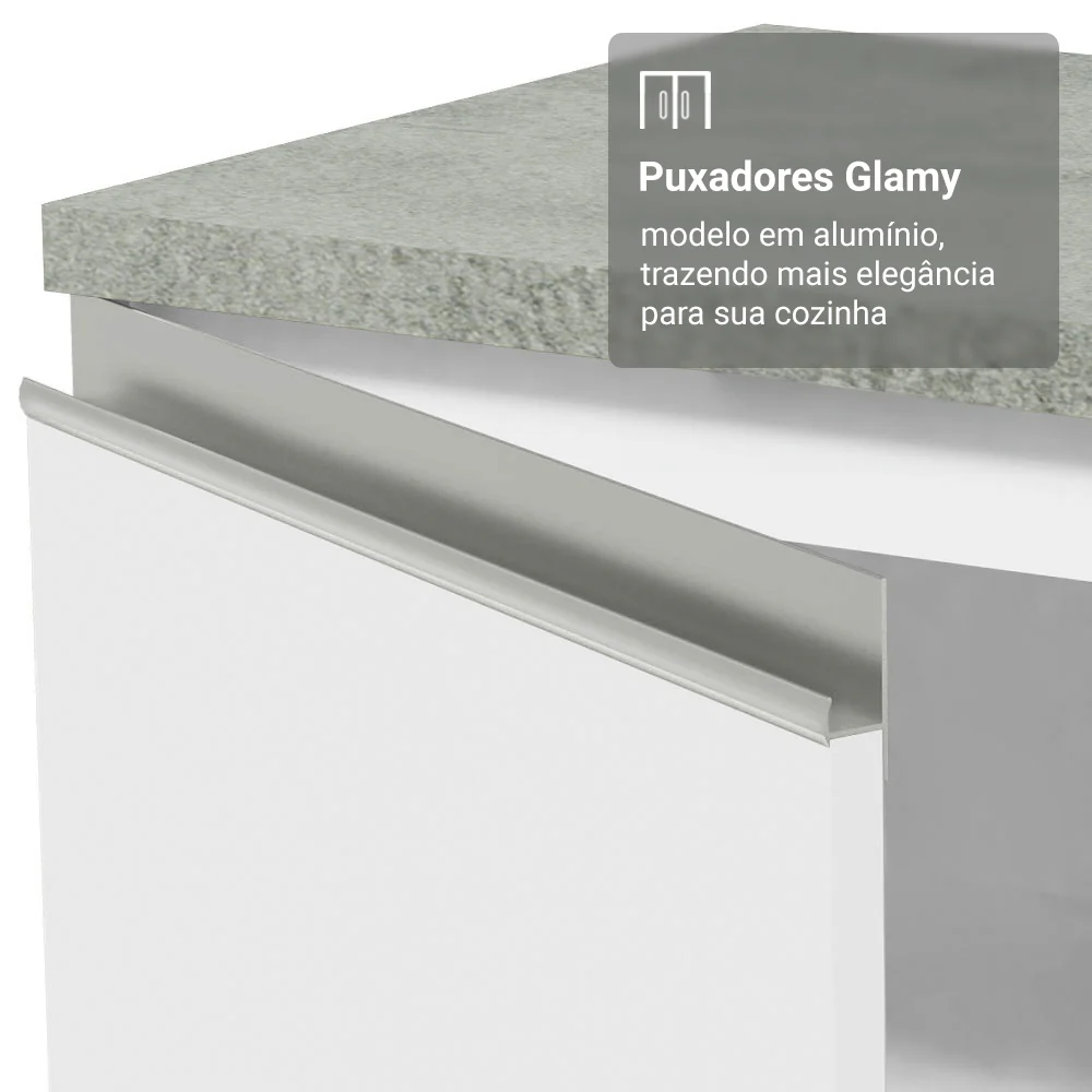 Armário de Cozinha Completa 340cm Branco Glamy Madesa 01 - Image 6