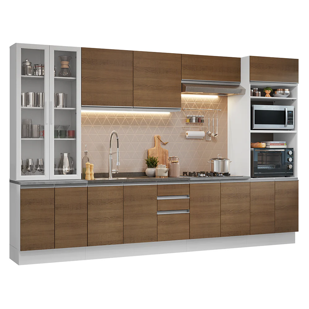 Armário de Cozinha Completa 340cm Branco/Rustic Glamy Madesa 01 - Image 2