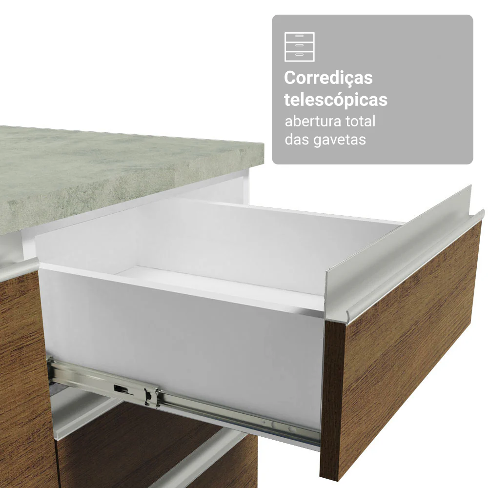 Armário de Cozinha Completa 340cm Branco/Rustic Glamy Madesa 01 - Image 7