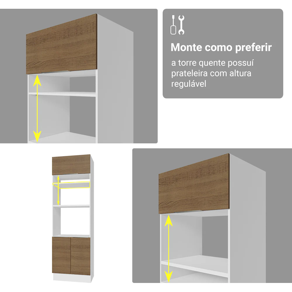 Armário de Cozinha Completa 340cm Branco/Rustic Stella Madesa 01 - Image 10