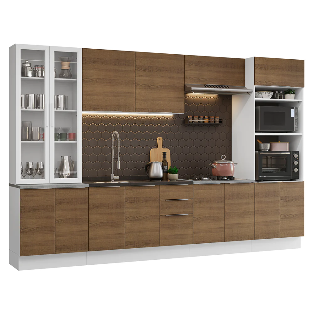 Armário de Cozinha Completa 340cm Branco/Rustic Stella Madesa 01 - Image 2
