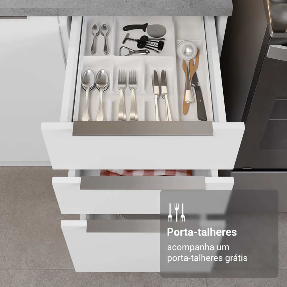 Armário de Cozinha Completa 340cm Branco Stella Madesa 01 - Image 8