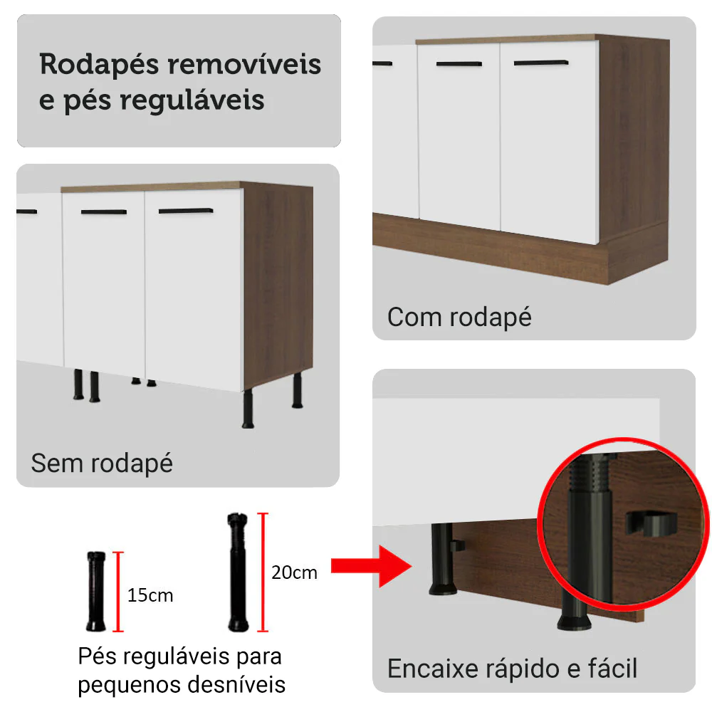 Armário de Cozinha Completa 340cm Rustic/Branco Agata Madesa 01 - Image 9