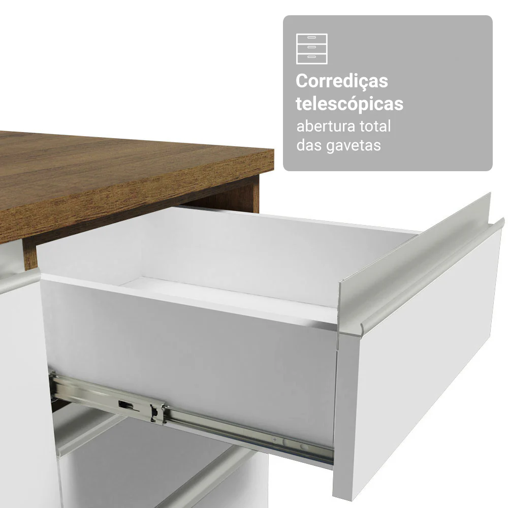 Armário de Cozinha Completa 340cm Rustic/Branco Glamy Madesa 01 - Image 7
