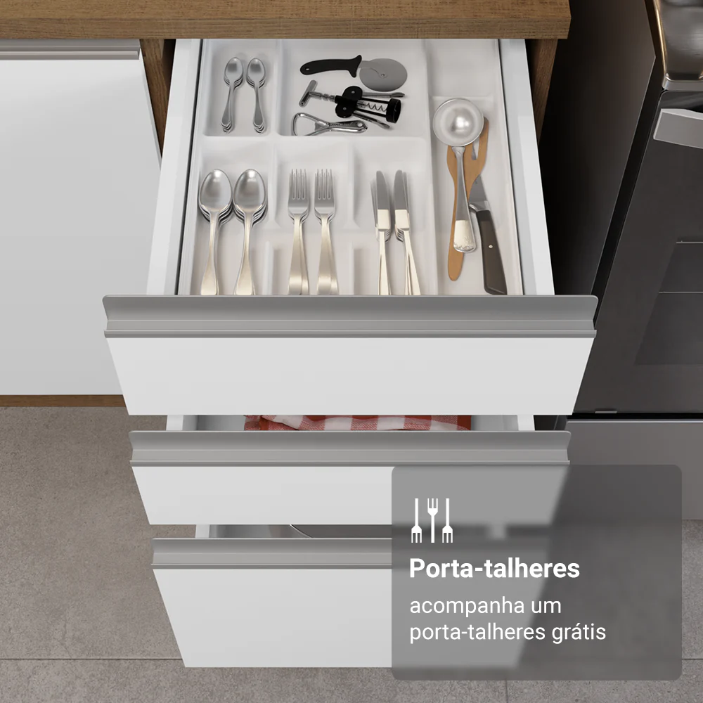 Armário de Cozinha Completa 340cm Rustic/Branco Glamy Madesa 01 - Image 8