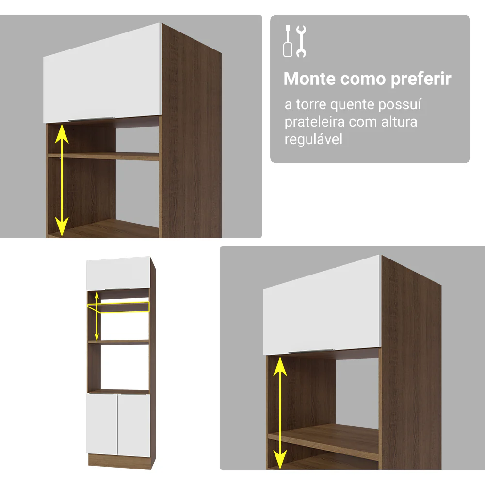 Armário de Cozinha Completa 340cm Rustic/Branco Stella Madesa 01 - Image 10