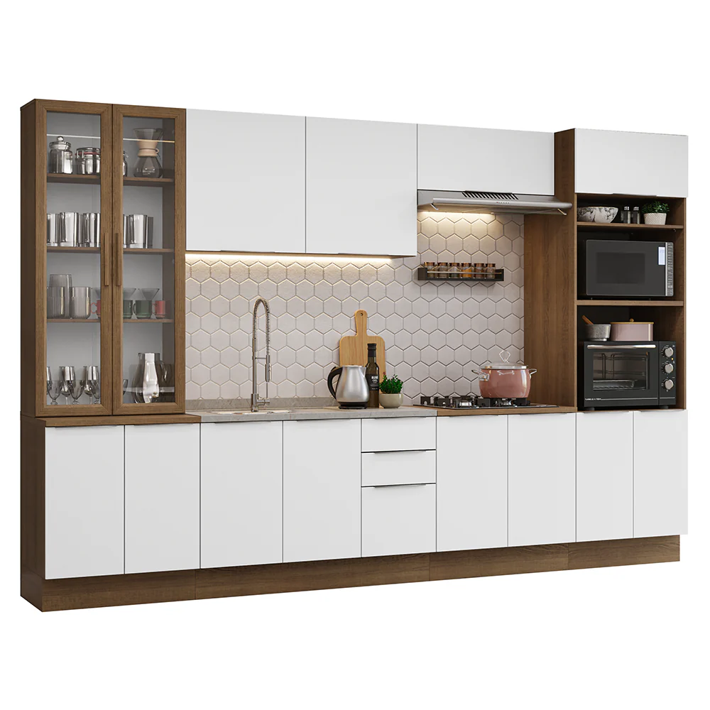 Armário de Cozinha Completa 340cm Rustic/Branco Stella Madesa 01 - Image 2