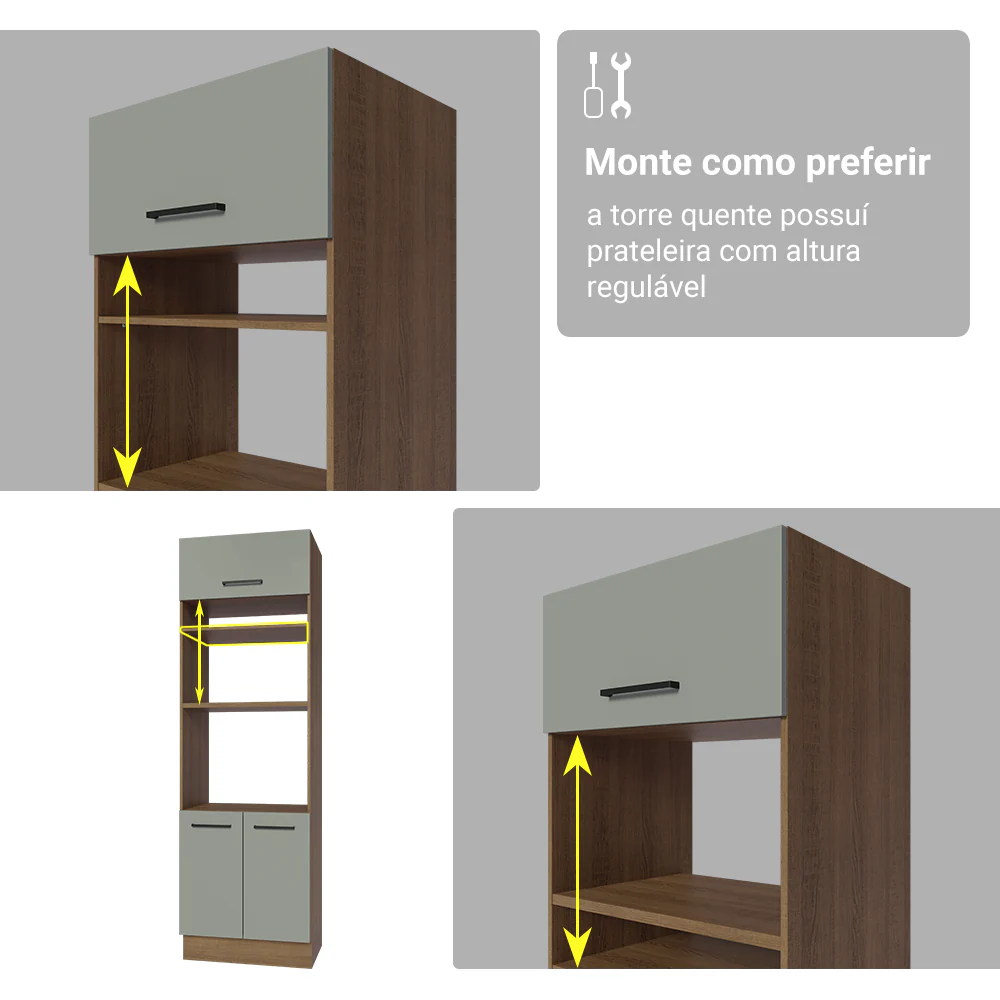 Armário de Cozinha Completa 340cm Rustic/Cinza Agata Madesa 01 - Image 10
